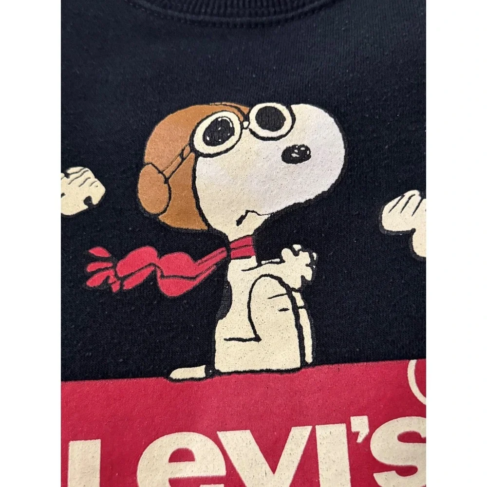 Levis x Peanuts‎ Snoopy Flying Ace Black Sweatshirt Kids Size 3T 917846131951